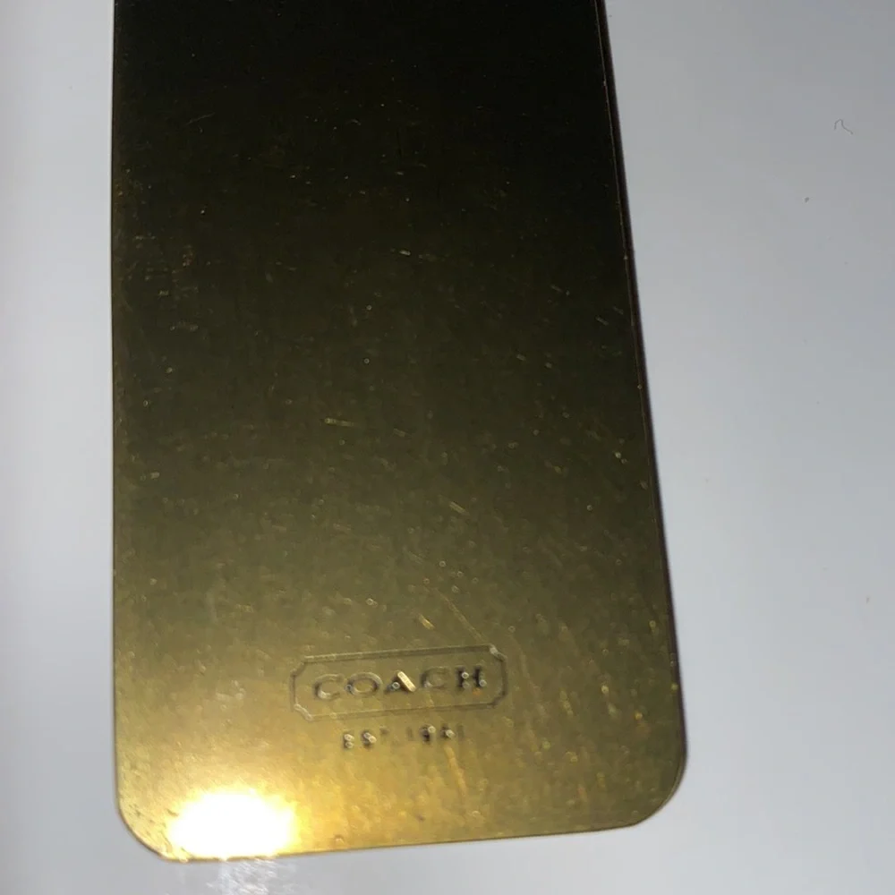 Coach Brass Tone Leatherware Logo Key Ring